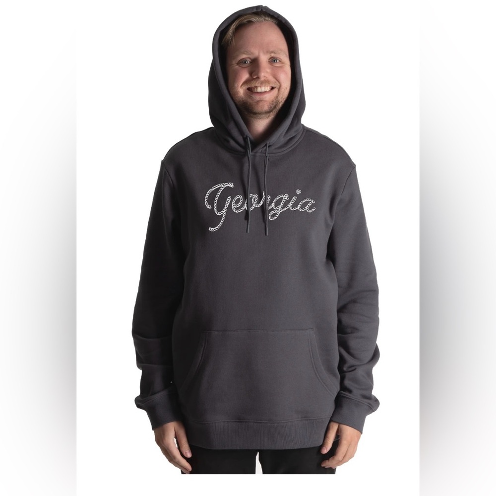 NWT Home Free Georgia Script Hoodie Charcoal Gray Men’s Medium Relaxed Fit